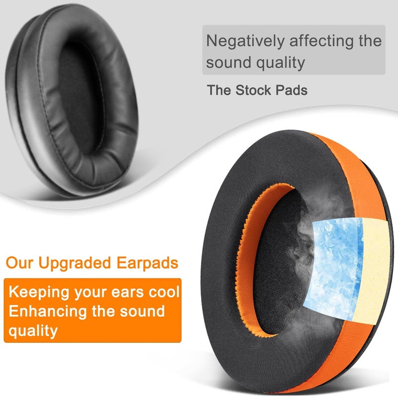 SoloWIT Cooling Gel Replacement Earpads Cushions for HyperX Cloud 1/2/3/Pro/Core, Cloud Alpha/Flight/Stinger Series, CloudX Stinger/Flight Series Headset - Orange - Image 5